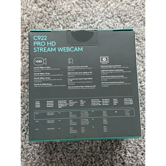 *NEW* Logitech C922 Pro Stream 1080 Video Streaming, 960-001087 - Picture 3 of 6